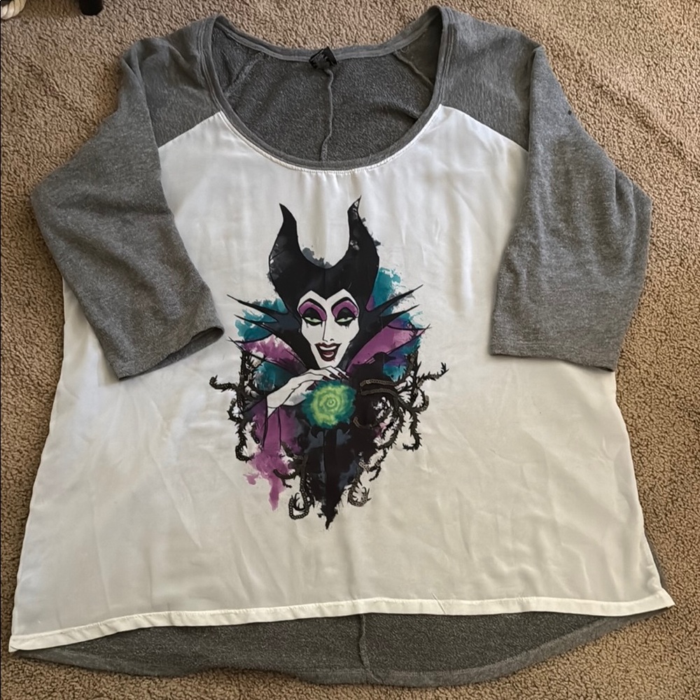 Gray and White Maleficent Graphic Top